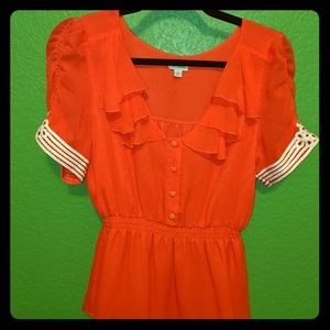 40's inspired flowy orange blouse